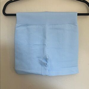 Light Blue Women's Ribbed Shorts